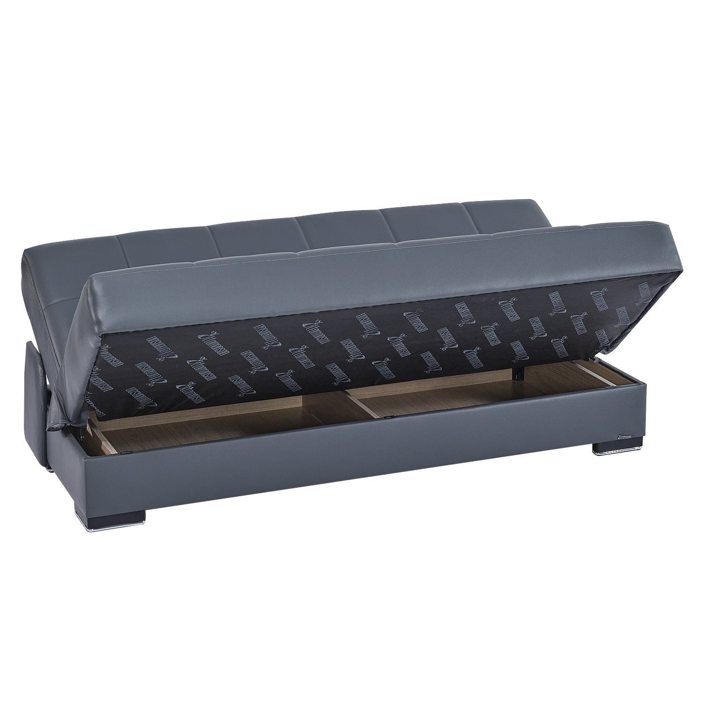 Modway Furniture 75" Gray Faux Leather Convertible Futon Sofa with Toss Pillows - Modern Design, Comfort & Style! - 518155-HOMEROOTS