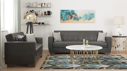 Modway Furniture 84" Black Faux Leather Sleeper Sofa with Decorative Toss Pillows and Elegant Brown Legs for Comfort - 520152-HOMEROOTS