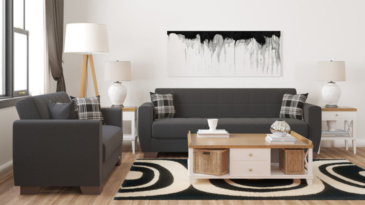 Modway Furniture 84" Black Chenille Sleeper Sofa with Toss Pillows - Stylish Comfort & Modern Brown Legs, Durable Design - 520154-HOMEROOTS520154-HOMEROOTS