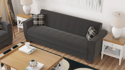 Modway Furniture 84" Black Chenille Sleeper Sofa with Toss Pillows - Stylish Comfort & Modern Brown Legs, Durable Design - 520154-HOMEROOTS520154-HOMEROOTS