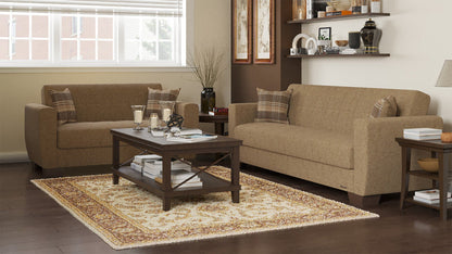 Modway Furniture 84" Beige Chenille Sleeper Sofa with Toss Pillows - Luxurious Comfort & Stylish Brown Legs - 520155-HOMEROOTS