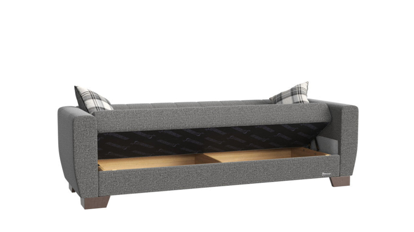 Modway Furniture 84" Gray Chenille Sleeper Sofa with Brown Legs & Toss Pillows - Stylish, Comfortable, Durable Design - 520157-HOMEROOTS