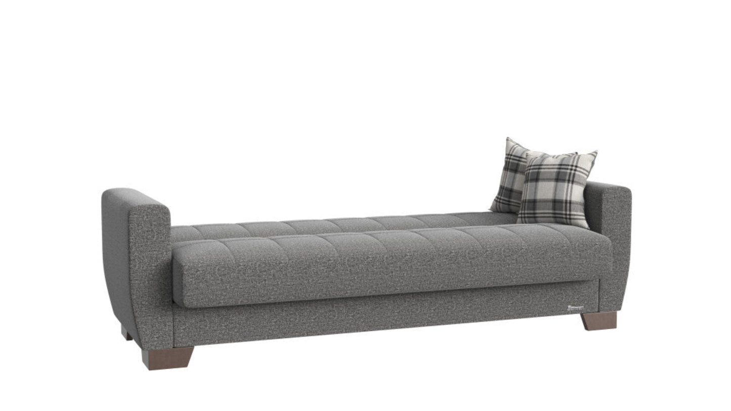 Modway Furniture 84" Gray Chenille Sleeper Sofa with Brown Legs & Toss Pillows - Stylish, Comfortable, Durable Design - 520157-HOMEROOTS