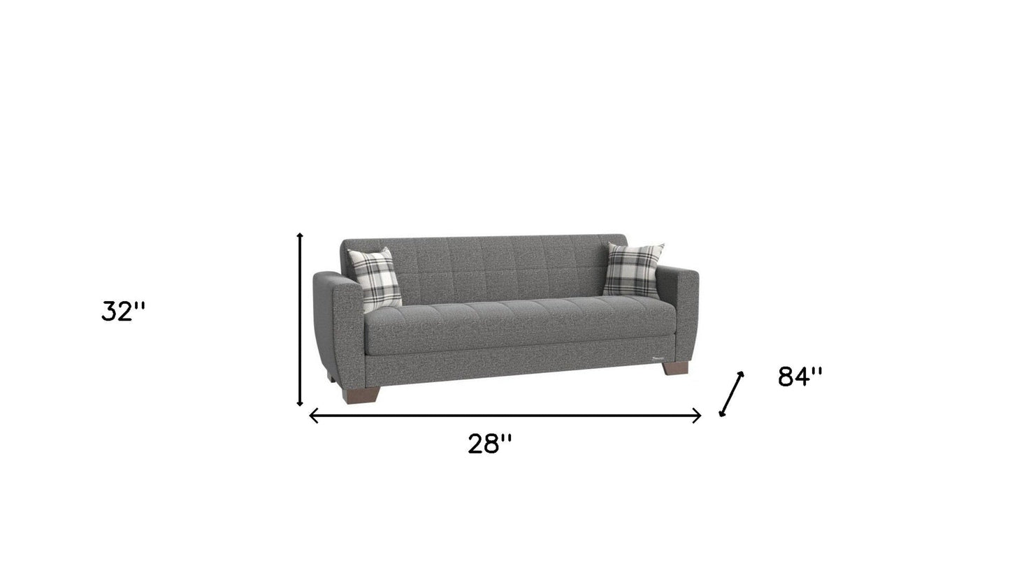 Modway Furniture 84" Gray Chenille Sleeper Sofa with Brown Legs & Toss Pillows - Stylish, Comfortable, Durable Design - 520157-HOMEROOTS
