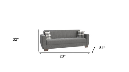 Modway Furniture 84" Gray Chenille Sleeper Sofa with Brown Legs & Toss Pillows - Stylish, Comfortable, Durable Design - 520157-HOMEROOTS
