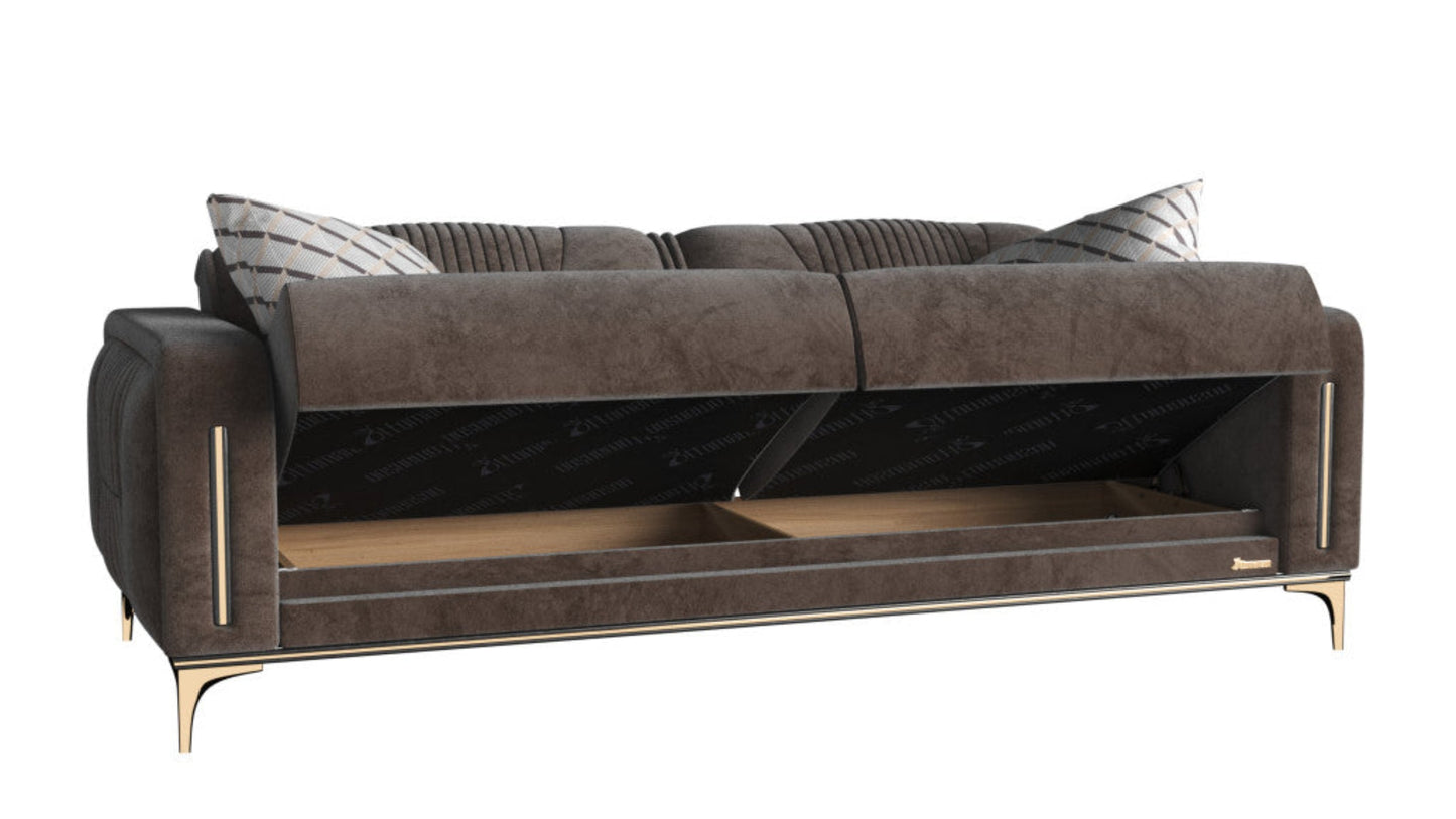 Modway Furniture 85" Brown Microfiber Sleeper Sofa with Toss Pillows - Stylish, Comfortable, and Durable for Any Space - 521599-HOMEROOTS