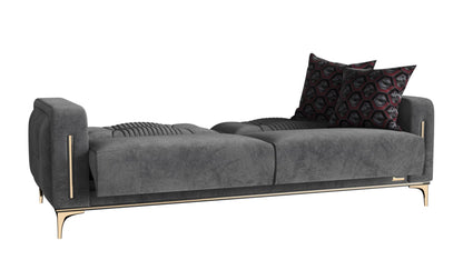 Modway Furniture 85" Gray Microfiber Sleeper Sofa with Cozy Toss Pillows - Stylish, Durable, and Comfort-Driven Design - 521601-HOMEROOTS