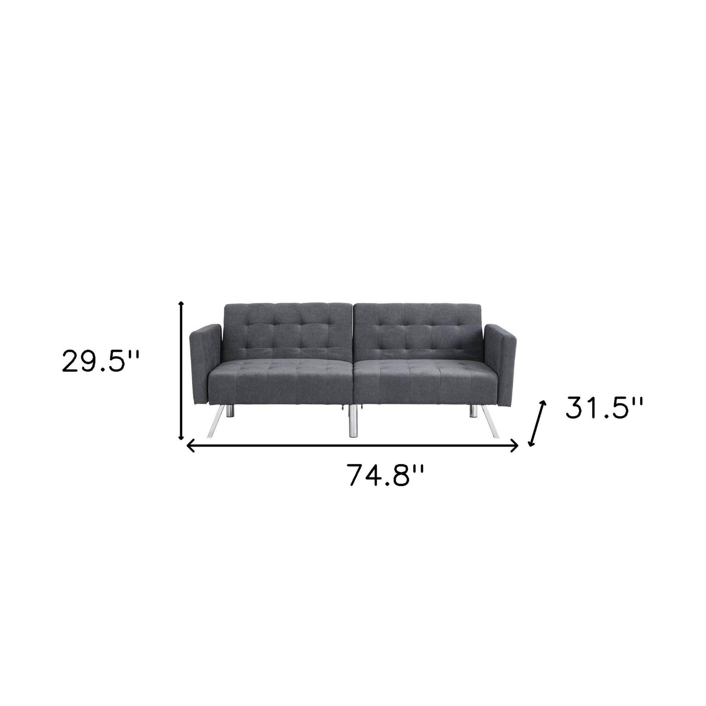 Modway Furniture 75" Dark Gray Linen Sleeper Sofa with Stylish Silver Legs - Contemporary Comfort for Any Space - 522394-HOMEROOTS
