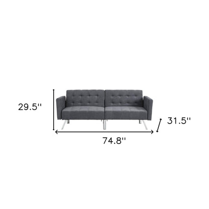 Modway Furniture 75" Dark Gray Linen Sleeper Sofa with Stylish Silver Legs - Contemporary Comfort for Any Space - 522394-HOMEROOTS