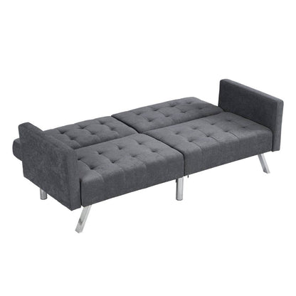 Modway Furniture 75" Dark Gray Linen Sleeper Sofa with Stylish Silver Legs - Contemporary Comfort for Any Space - 522394-HOMEROOTS