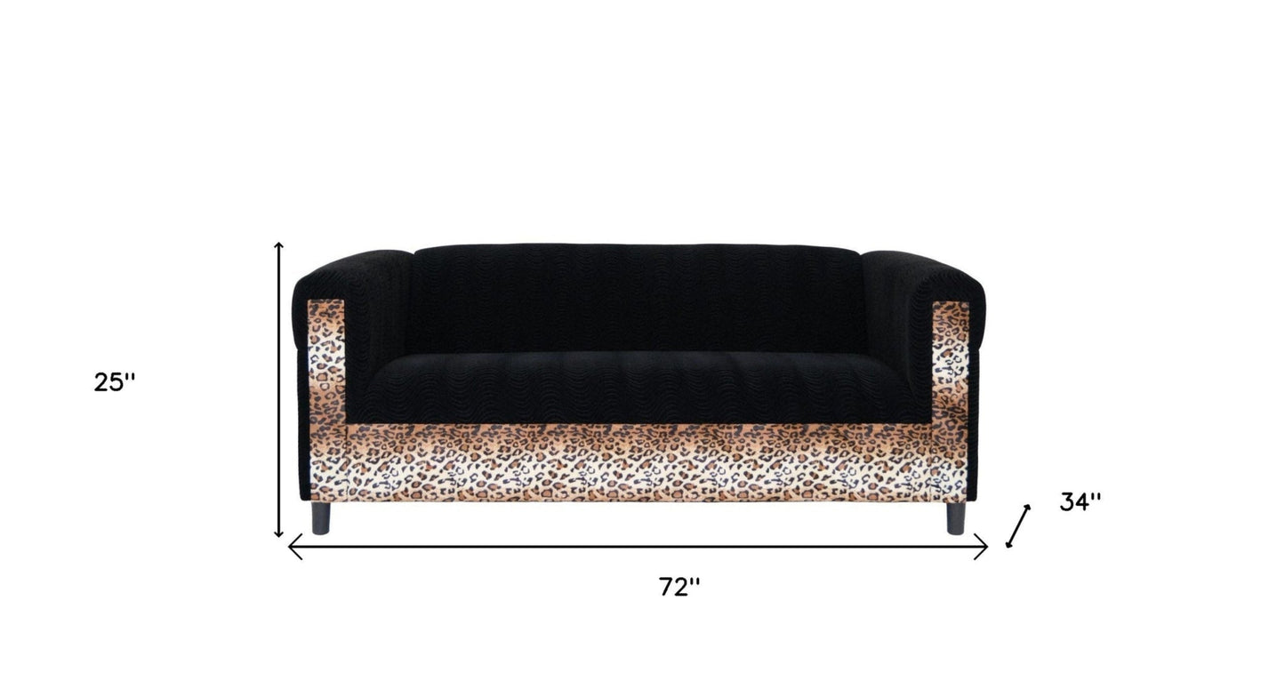 Modway Furniture 72" Black Velvet Sofa - Stylish Comfort with Resilient Fabric, Square Arms, and Contemporary Design - 530464-HOMEROOTS