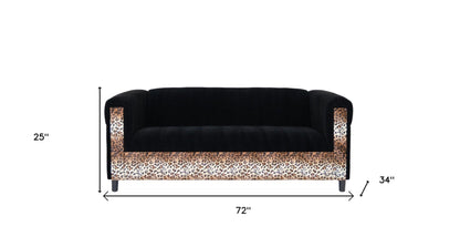Modway Furniture 72" Black Velvet Sofa - Stylish Comfort with Resilient Fabric, Square Arms, and Contemporary Design - 530464-HOMEROOTS