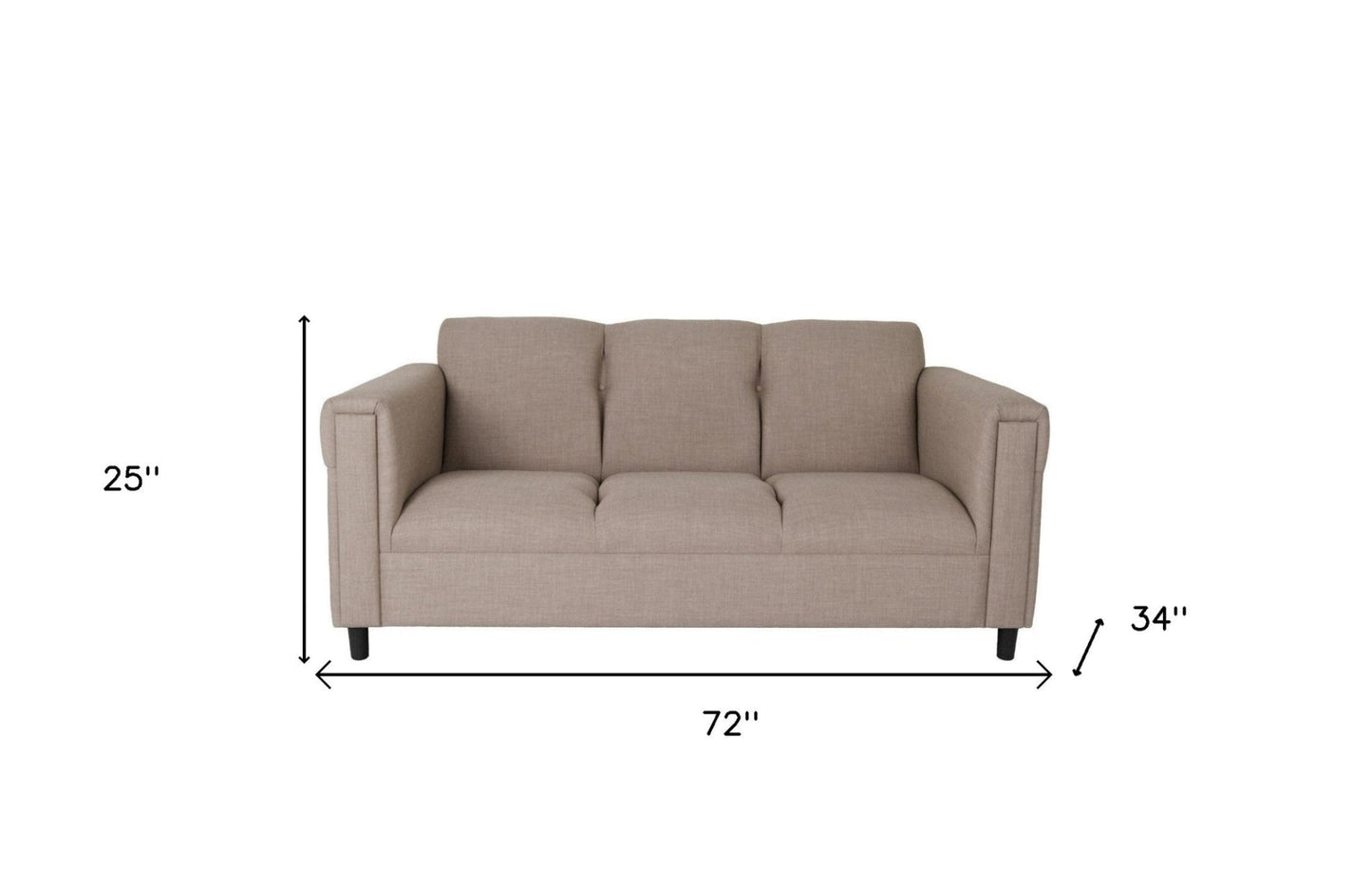Modway Furniture 72" Luxurious Beige Polyester Sofa with Chic Black Legs - Stylish Comfort for Any Living Space - 530465-HOMEROOTS