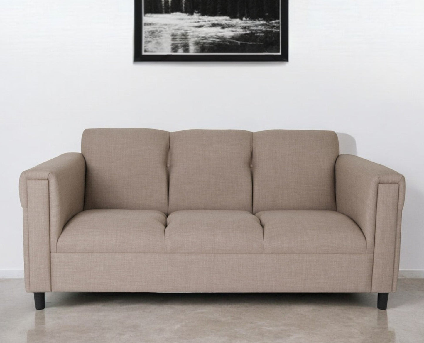 Modway Furniture 72" Luxurious Beige Polyester Sofa with Chic Black Legs - Stylish Comfort for Any Living Space - 530465-HOMEROOTS