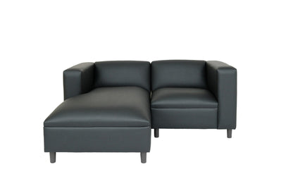 Modway Furniture 84" Black Faux Leather Sofa Chaise - Stylish Comfort with Resilient Vinyl and Contemporary Design - 530469-HOMEROOTS