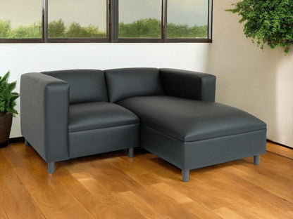 Modway Furniture 84" Black Faux Leather Sofa Chaise - Stylish Comfort with Resilient Vinyl and Contemporary Design - 530469-HOMEROOTS