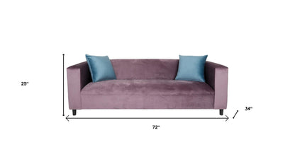 Modway Furniture 72" Lavender Velvet Sofa with Toss Pillows, Stylish Black Legs, Cozy Comfort, and Modern Design - 530476-HOMEROOTS