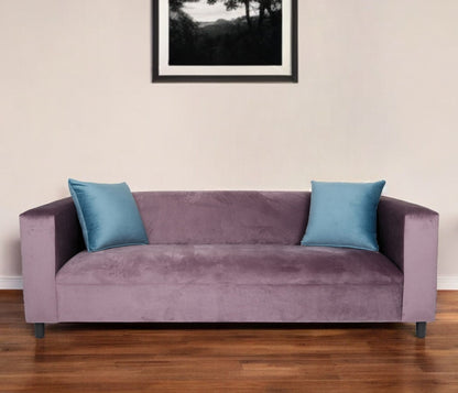 Modway Furniture 72" Lavender Velvet Sofa with Toss Pillows, Stylish Black Legs, Cozy Comfort, and Modern Design - 530476-HOMEROOTS
