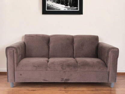 Modway Furniture 72" Luxurious Dark Brown Suede Sofa with Black Legs - Stylish Comfort & Contemporary Design for Any Room - 530480-HOMEROOTS