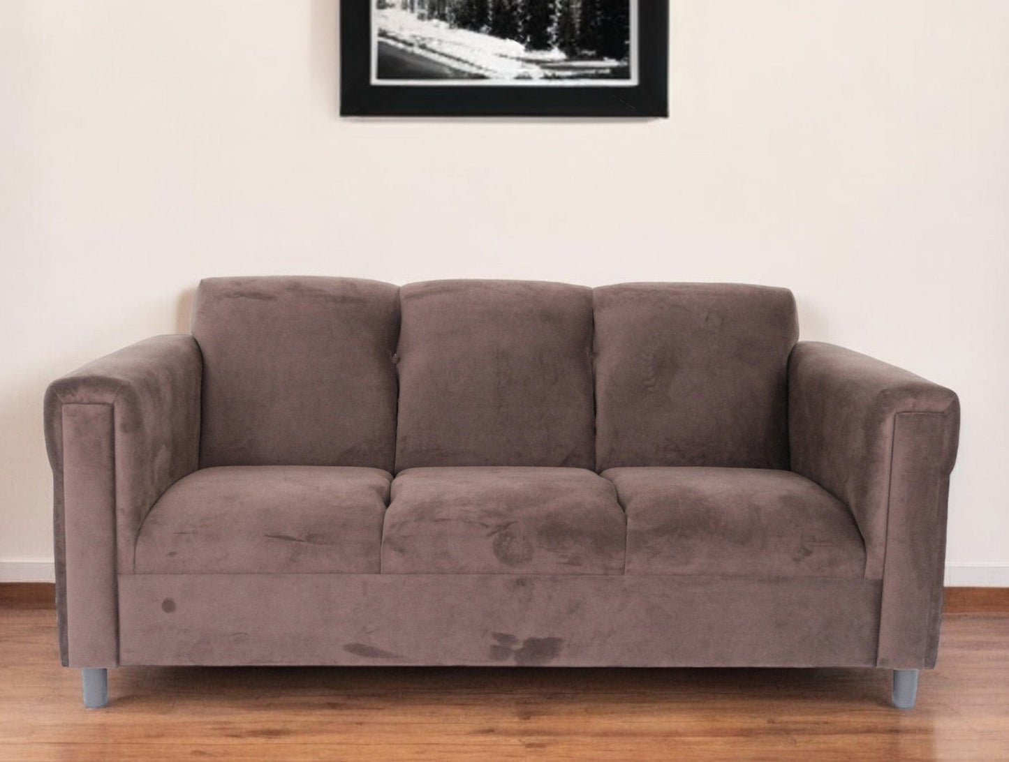 Modway Furniture 72" Luxurious Dark Brown Suede Sofa with Black Legs - Stylish Comfort & Contemporary Design for Any Room - 530480-HOMEROOTS