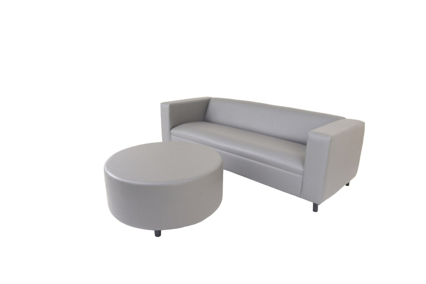 Modway Furniture 84" Gray Faux Leather Sofa with Ottoman - Stylish Comfort, Durable Vinyl, and Contemporary Design! - 530491-HOMEROOTS