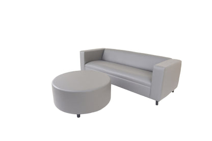 Modway Furniture 84" Gray Faux Leather Sofa with Ottoman - Stylish Comfort, Durable Vinyl, and Contemporary Design! - 530491-HOMEROOTS