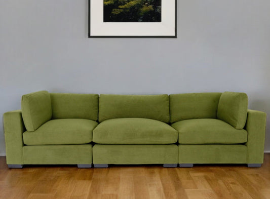 Modway Furniture 126" Moss Green Polyester Sofa with Contemporary Black Legs - Luxurious Comfort & Stylish Design - 530499-HOMEROOTS