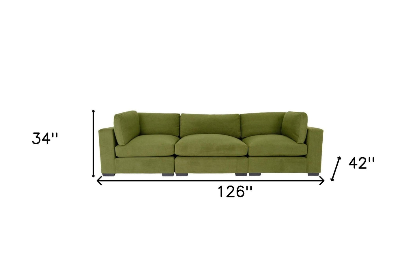 Modway Furniture 126" Moss Green Polyester Sofa with Contemporary Black Legs - Luxurious Comfort & Stylish Design - 530499-HOMEROOTS