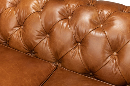 Modway Furniture Tufted Cuba Brown Leather Club Sofa – Stylish Design with Dark Hardwood Frame for Timeless Elegance