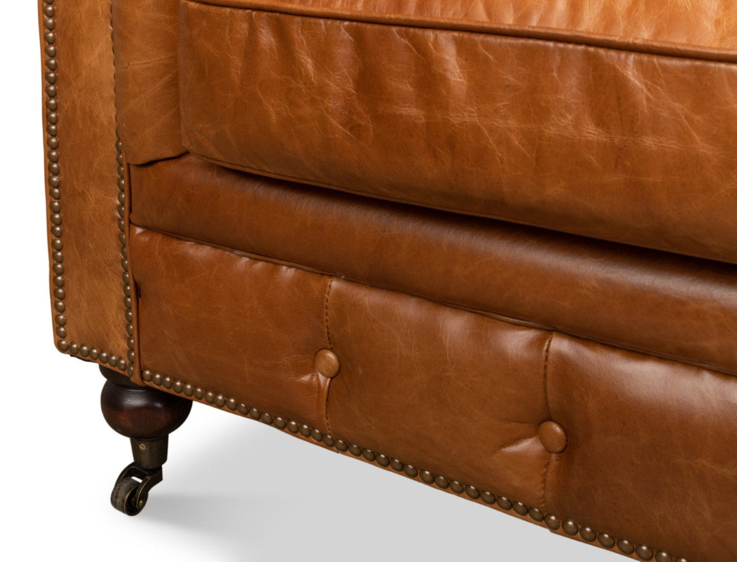 Modway Furniture Tufted Cuba Brown Leather Club Sofa – Stylish Design with Dark Hardwood Frame for Timeless Elegance