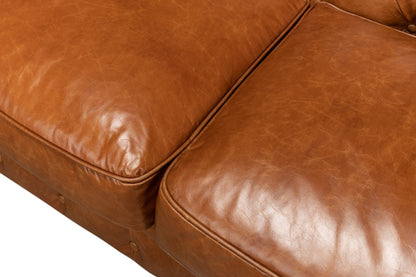 Modway Furniture Tufted Cuba Brown Leather Club Sofa – Stylish Design with Dark Hardwood Frame for Timeless Elegance