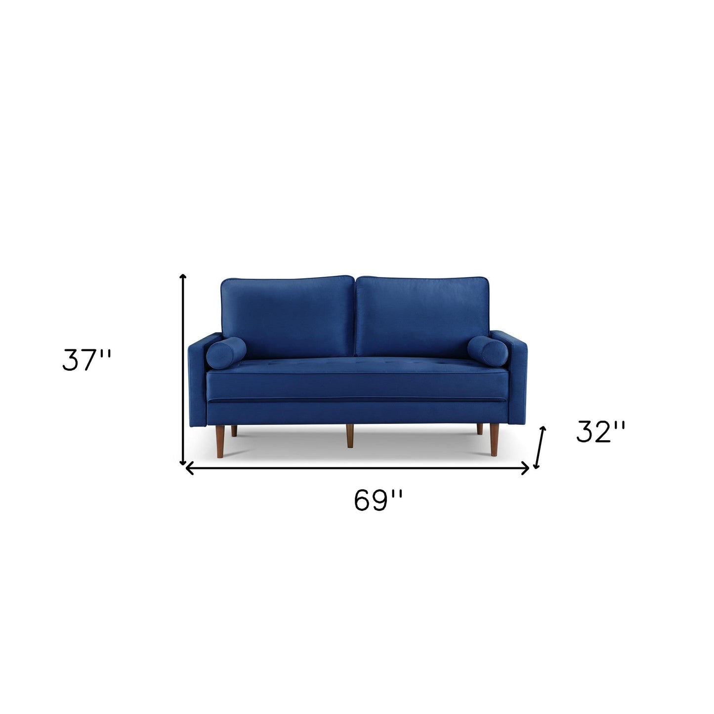 Modway Furniture 69" Blue Velvet Sofa with Dark Brown Legs & Toss Pillows - Stylish Comfort & Contemporary Design - 543706-HOMEROOTS
