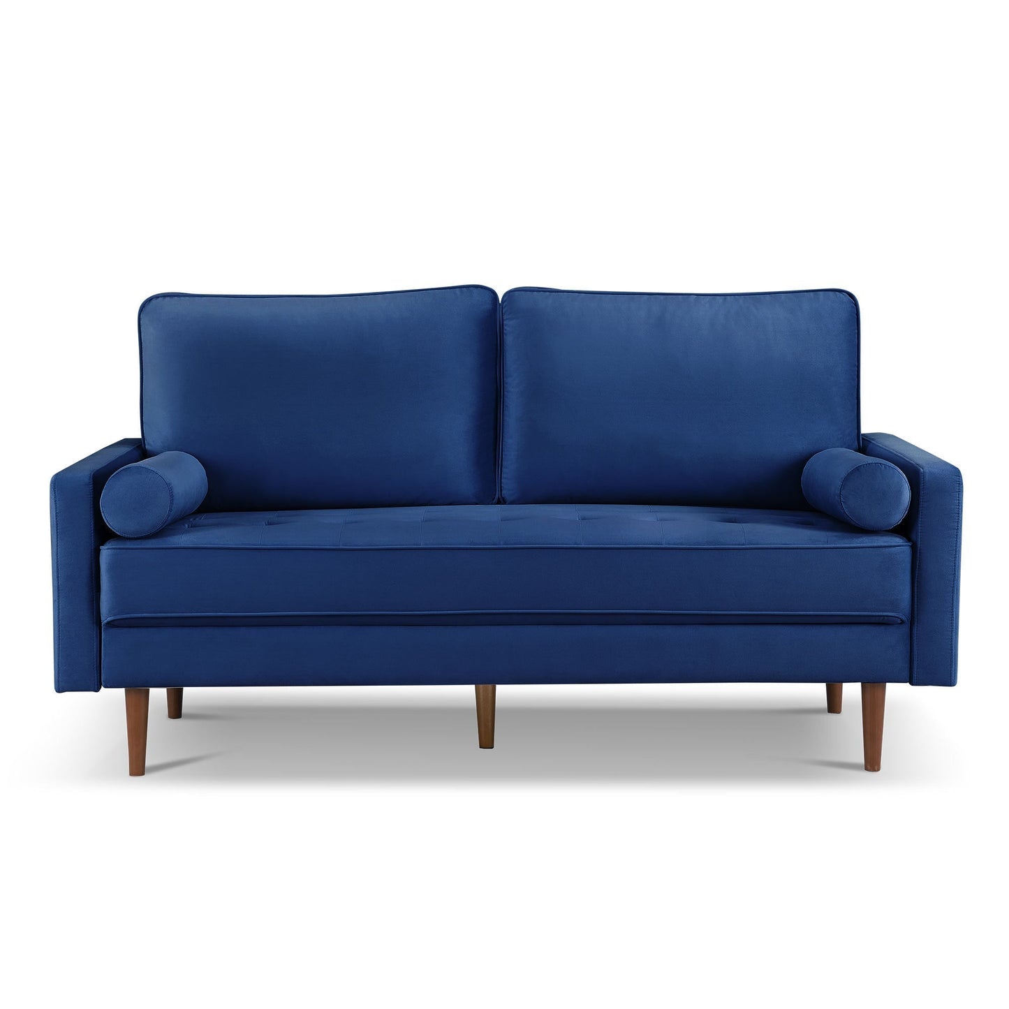 Modway Furniture 69" Blue Velvet Sofa with Dark Brown Legs & Toss Pillows - Stylish Comfort & Contemporary Design - 543706-HOMEROOTS