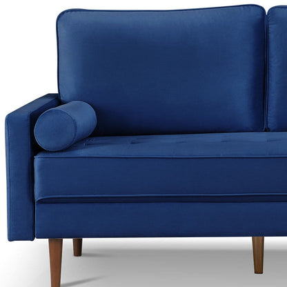 Modway Furniture 69" Blue Velvet Sofa with Dark Brown Legs & Toss Pillows - Stylish Comfort & Contemporary Design - 543706-HOMEROOTS
