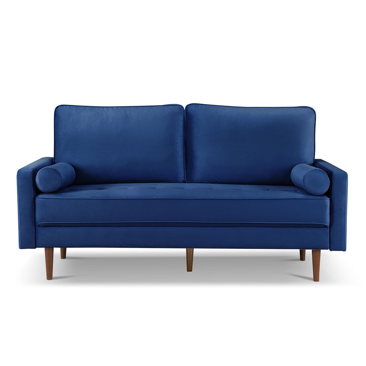 Modway Furniture 69" Blue Velvet Sofa with Dark Brown Legs & Toss Pillows - Stylish Comfort & Contemporary Design - 543706-HOMEROOTS