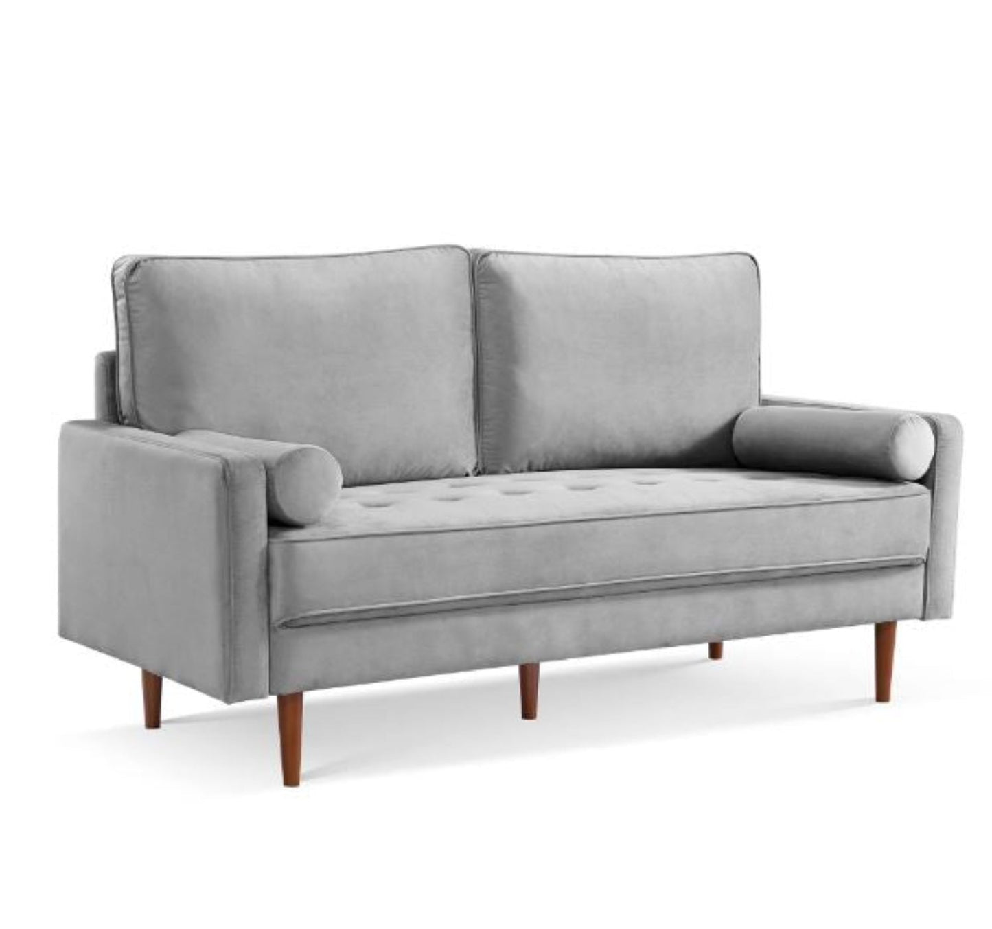 Modway Furniture 69" Gray Velvet Sofa with Plush Toss Pillows and Elegant Dark Brown Legs – Stylish Comfort Awaits - 543707-HOMEROOTS