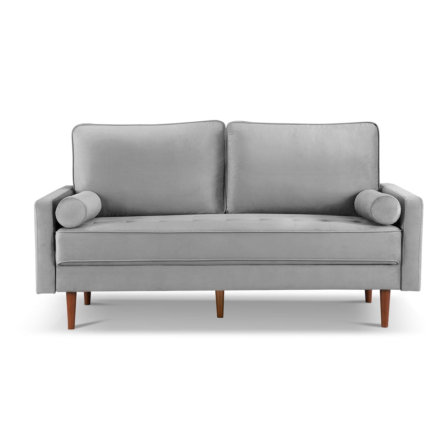 Modway Furniture 69" Gray Velvet Sofa with Plush Toss Pillows and Elegant Dark Brown Legs – Stylish Comfort Awaits - 543707-HOMEROOTS