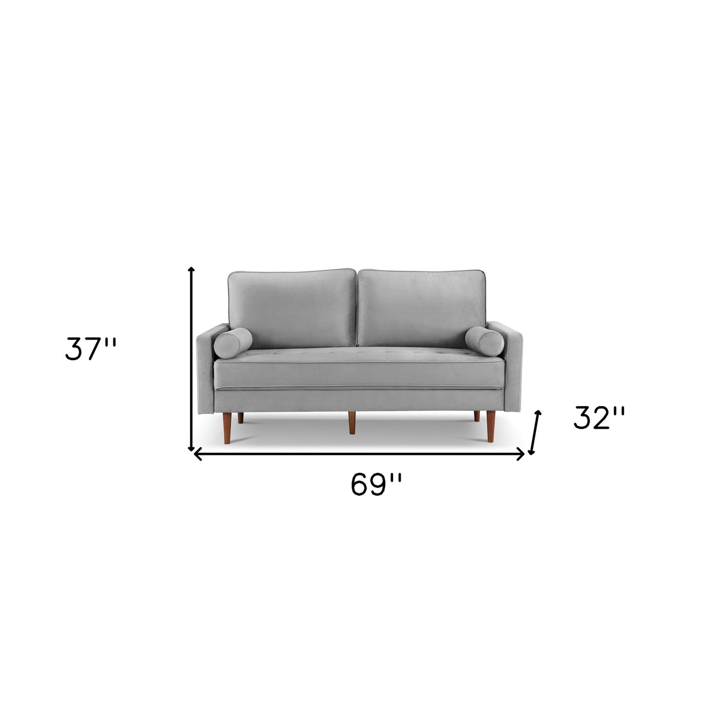 Modway Furniture 69" Gray Velvet Sofa with Plush Toss Pillows and Elegant Dark Brown Legs – Stylish Comfort Awaits - 543707-HOMEROOTS