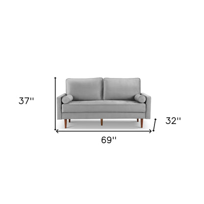 Modway Furniture 69" Gray Velvet Sofa with Plush Toss Pillows and Elegant Dark Brown Legs – Stylish Comfort Awaits - 543707-HOMEROOTS