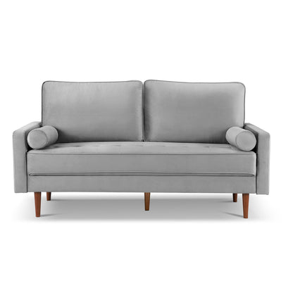 Modway Furniture 69" Gray Velvet Sofa with Plush Toss Pillows and Elegant Dark Brown Legs – Stylish Comfort Awaits - 543707-HOMEROOTS