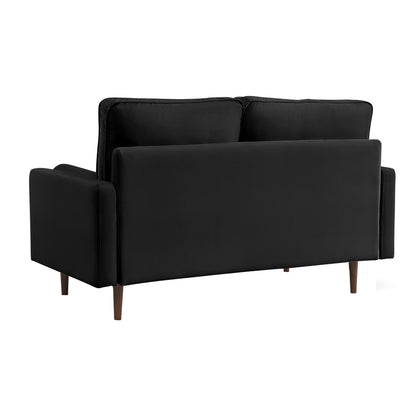 Modway Furniture 69" Black Velvet Sofa with Toss Pillows - Stylish Comfort, Dark Brown Legs, Tufted Design & Support - 543708-HOMEROOTS
