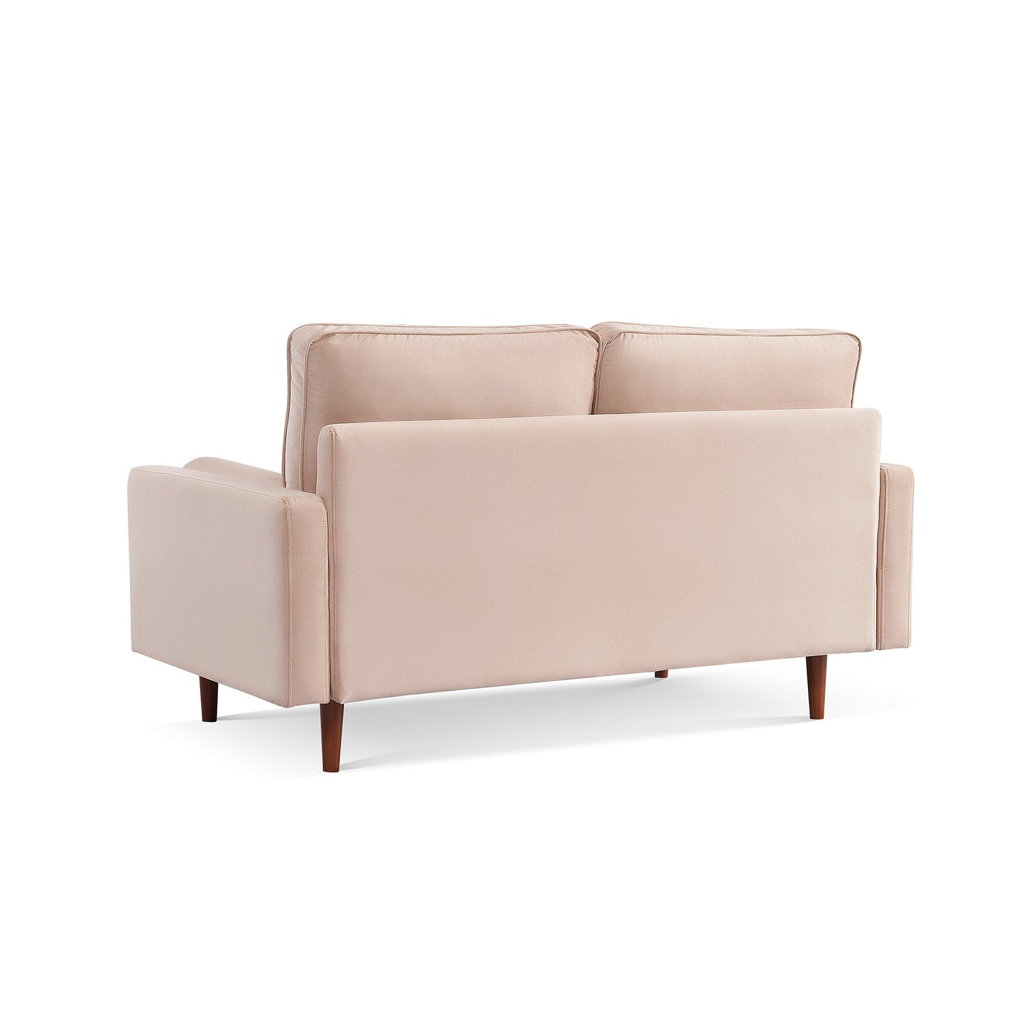 Modway Furniture 69" Beige Velvet Sofa with Dark Brown Legs, Plush Comfort, Tufted Design & Elegant Toss Pillows - 543709-HOMEROOTS