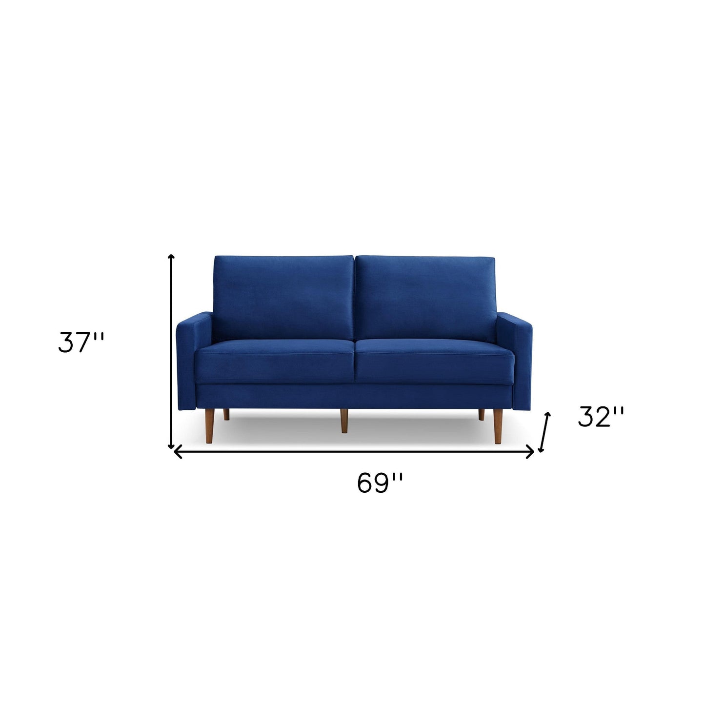 Modway Furniture 543714 Luxurious 69" Blue Velvet Sofa with Dark Brown Legs - Comfortable, Stylish & Durable Design - 543714-HOMEROOTS