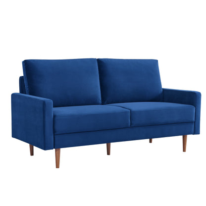 Modway Furniture 543714 Luxurious 69" Blue Velvet Sofa with Dark Brown Legs - Comfortable, Stylish & Durable Design - 543714-HOMEROOTS