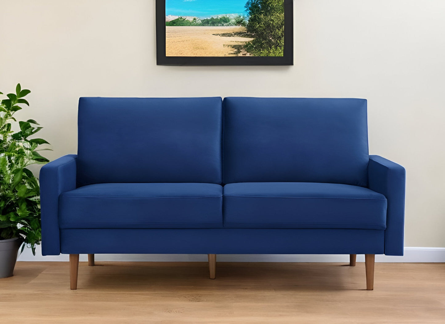 Modway Furniture 543714 Luxurious 69" Blue Velvet Sofa with Dark Brown Legs - Comfortable, Stylish & Durable Design - 543714-HOMEROOTS