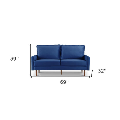 Modway Furniture 543722 Luxurious 69" Blue Velvet Sofa with Dark Brown Legs - Comfortable, Stylish & Durable Design - 543722-HOMEROOTS