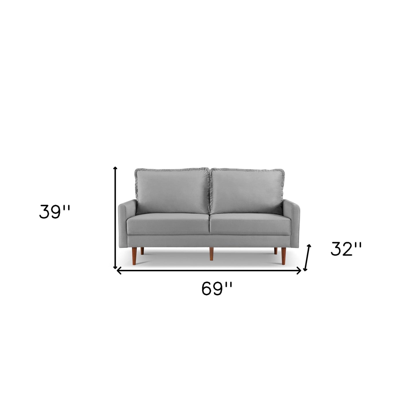 Modway Furniture 69" Gray Velvet Sofa with Dark Brown Legs - Luxurious Comfort & Contemporary Design for Your Space -  543723-HOMEROOTS