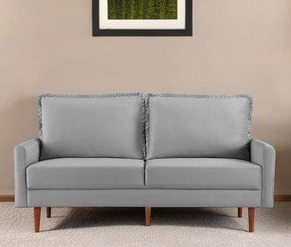 Modway Furniture 69" Gray Velvet Sofa with Dark Brown Legs - Luxurious Comfort & Contemporary Design for Your Space -  543723-HOMEROOTS