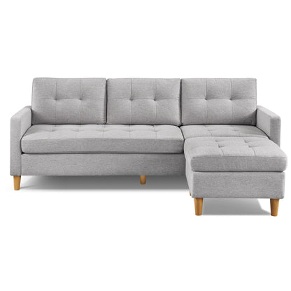 Modway Furniture 87" Luxurious Light Gray Polyester Blend Sofa & Ottoman with Natural Wood Legs for Modern Décor - 544961-HOMEROOTS