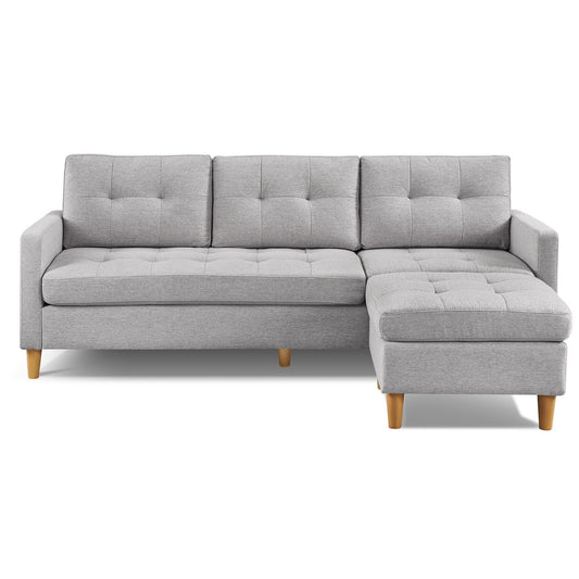 Modway Furniture 87" Luxurious Light Gray Polyester Blend Sofa & Ottoman with Natural Wood Legs for Modern Décor - 544961-HOMEROOTS